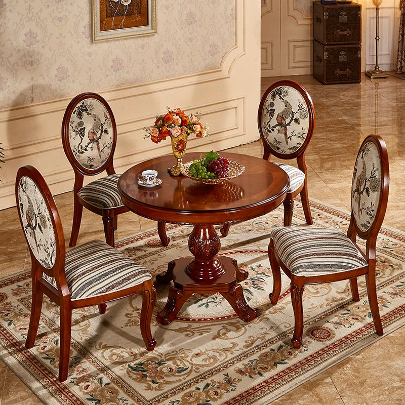Mesa de comedor redonda victoriana de madera sólida Mesa de goma de madera superior para el hogar