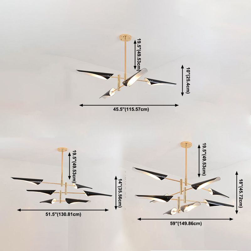 Metalen kroonluchter verlichtingsarmatuur postmoderne kroonluchter hanger licht voor zitkamer