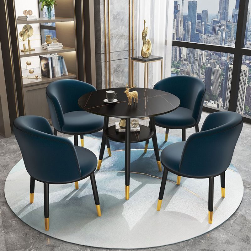 Traditioneller Luxusstil Sintered Stone Esstisch rund 3 Beine Tisch