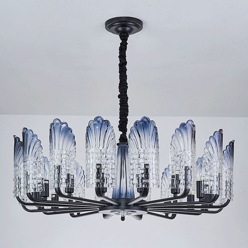 Peacock kroonluchter verlichting moderne gradiënt paarsachtig blauw glas woonkamer hangend licht
