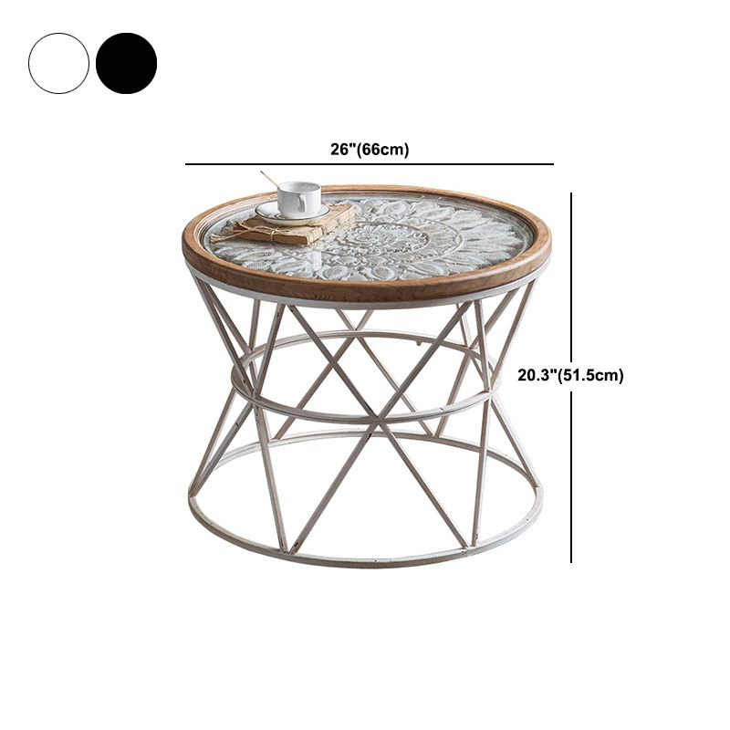 Frame French Country Round Coffee Table Distressed Wood Cocktail Table