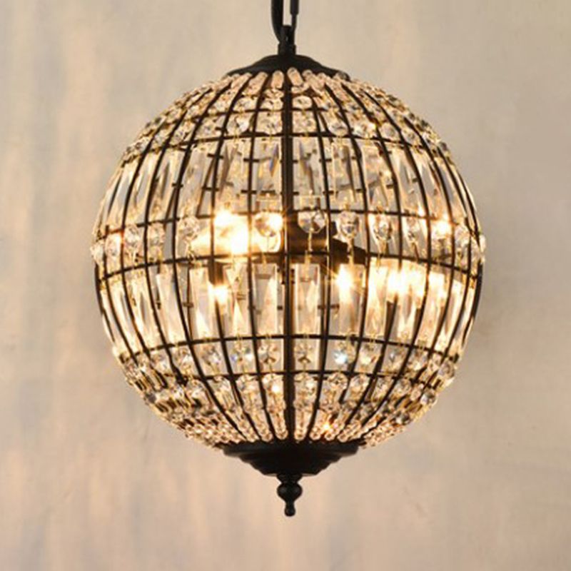 Sphere Dining Room Down Lighting Pendant Classic Clear Crystal Hanging Chandelier