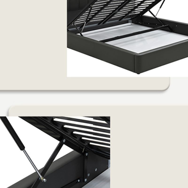 Contemporary Genuine Leather Wingback Upholstered Headboard Wingback Bed