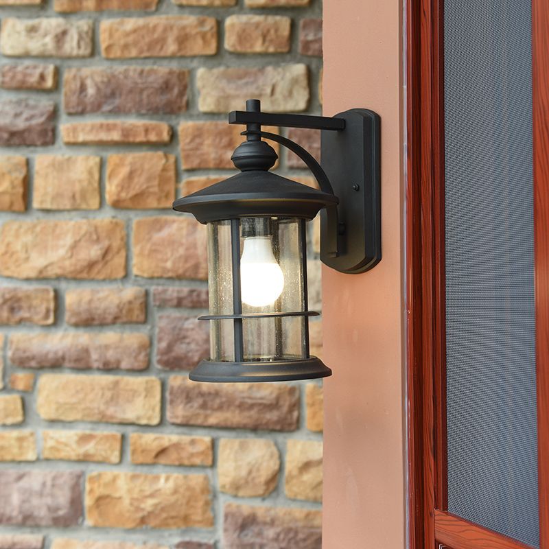 American Style Glass Wall Light Post-box Shape Wall Sconce for Outdoors