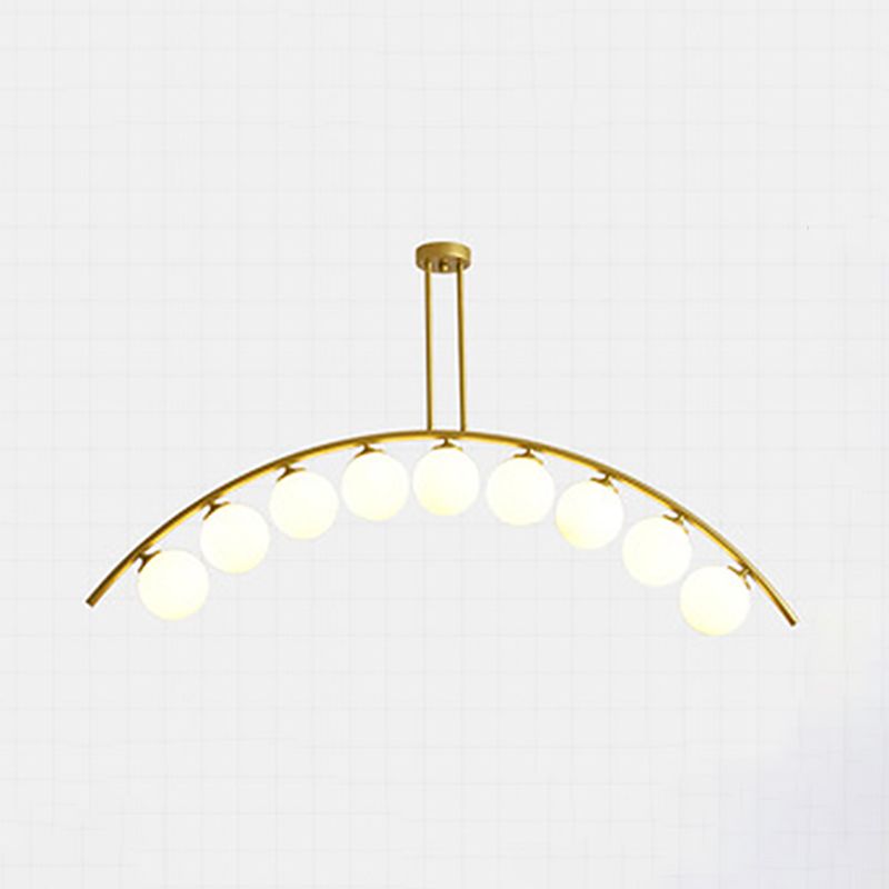 Modern Dining Chandelier Light Round Glass Shade Ceiling Hanging Light for Dining Room