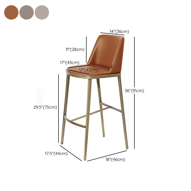 Glam Backrest Armless Counter Stool Iron Bar Stool with Cushion for Cafe