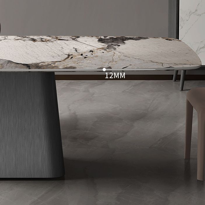Rectangle Stone Dining Table Modern Dining Table with Pedestal Base