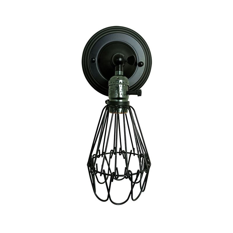 Black Wall Sconce Geometric Shape Wall Light with Metal Shade for Bedroom