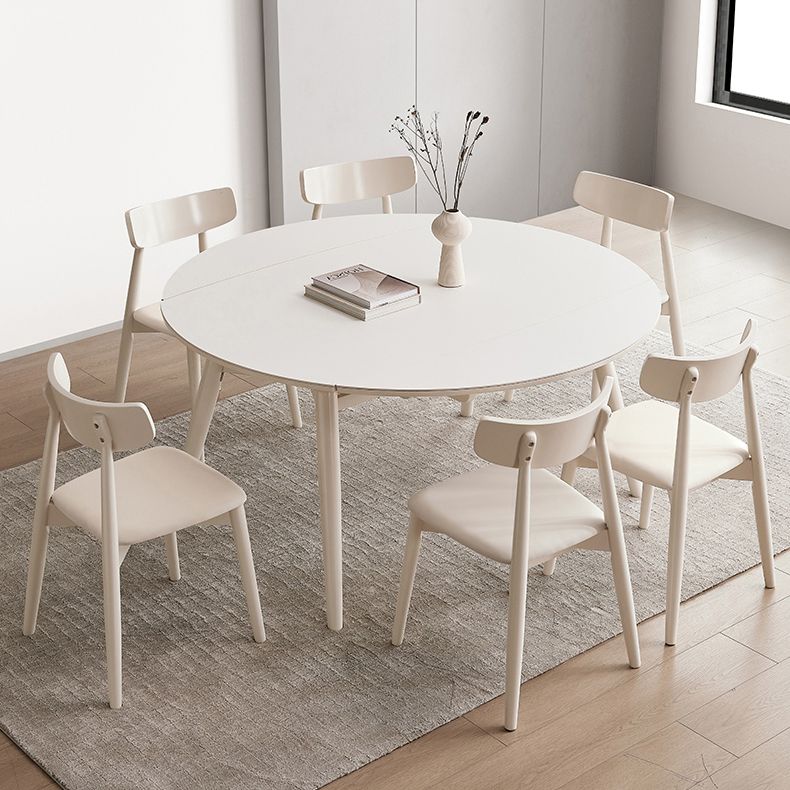Modern 1/4/5/7 Pieces Furniture Round Stone Dining Set in White