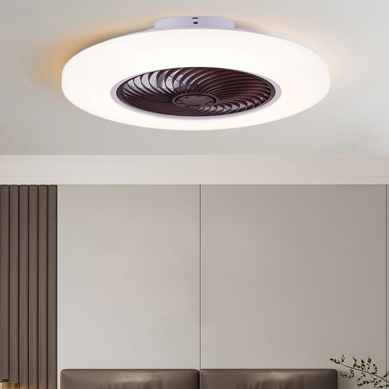 Acryl weiße LED -Deckenventilator Licht im modernen prägnanten Stil Eisen kreisförmiger Flush -Mount für Schlafzimmer