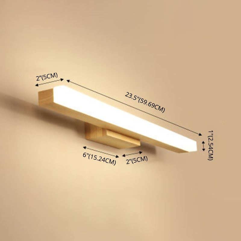 Nordic Simple Wood Mur Vanité Lumière Lumière et luminaire de vanité résistante au brouillard