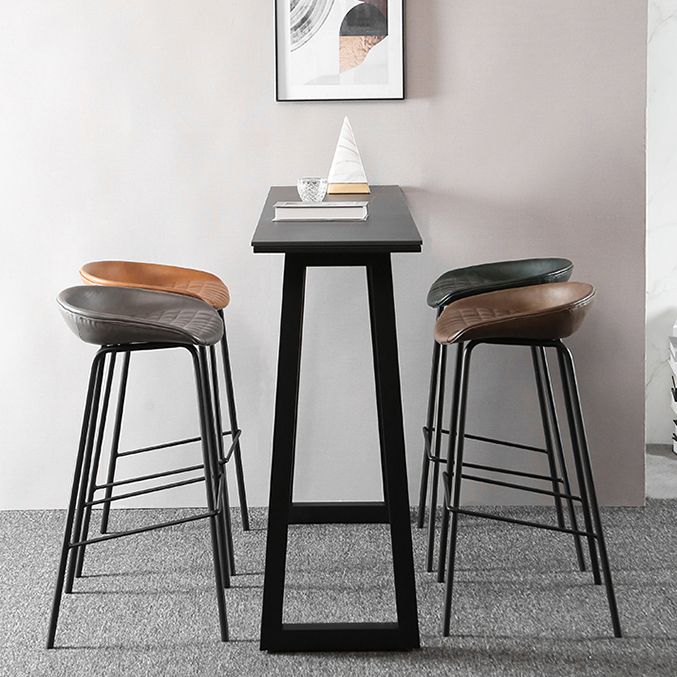 Industrial Style Leather Counter Stool Bucket Stools with Metal Base for Home