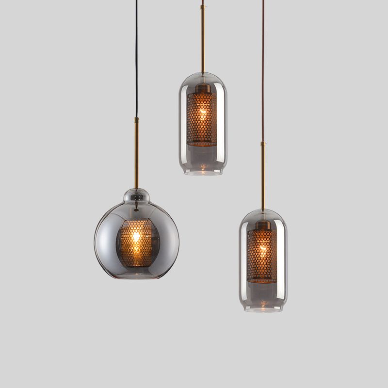 Moderner Stil Anhänger Beleuchtung Einfach 1 Kopf transparentes Glashänge Deckenleuchte für Cafe Shop