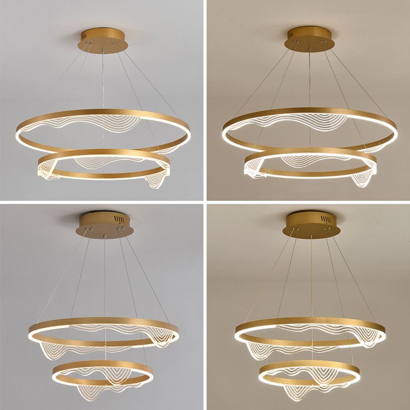 Candelier de niveles acrílicos Elegante LED Minimalista Luz colgante de lámpara para sala de estar