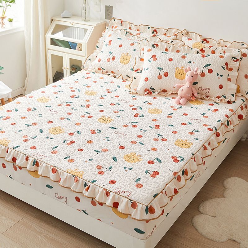 Floral Print Fitted Sheet Modern Cotton Extra Soft Bed Sheet Set