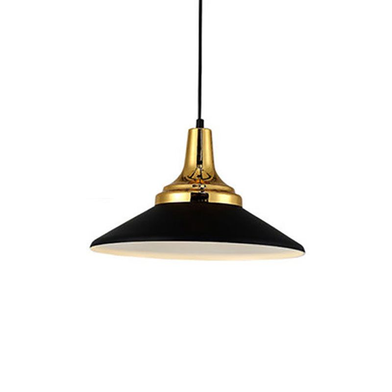 Black and Gold Shaded Pendant Lamp Nordic 1-Light Metal Ceiling Light for Dining Room