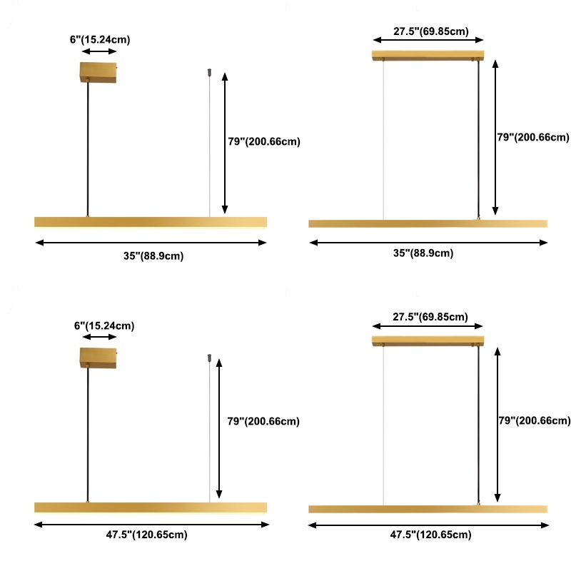 Simplicity Contemporary Island Light Metal Long Strip Hanging Light for Dining Room