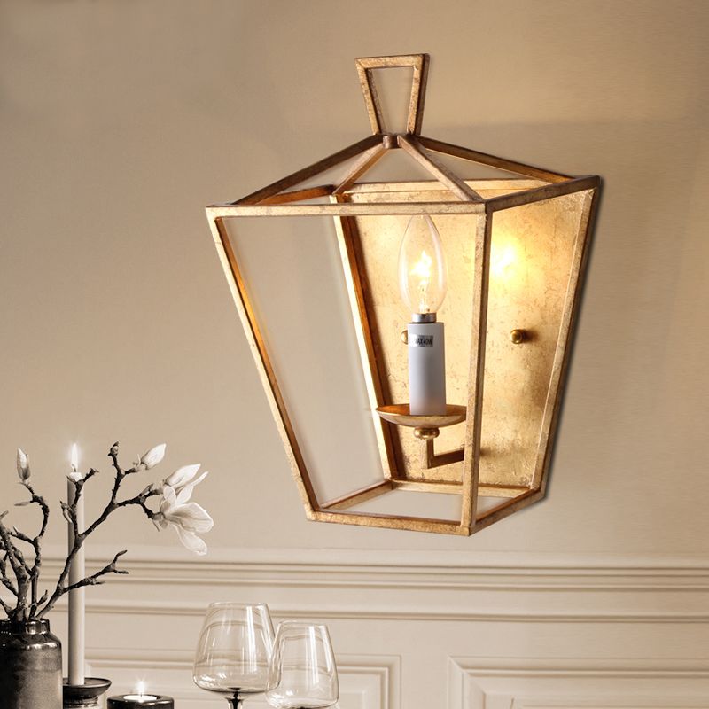 Gold Single Head Murd Light Traditional Metal Candle Cage Cage Murce pour chambre à coucher