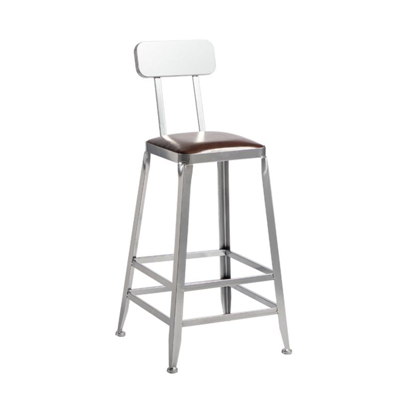 Taburete de bar moderno sin brazos, de hierro, para restaurante, con cojín y pedal de cuero