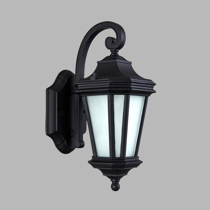 1 Head Twisted Arm Sconce Lighting Country Black Finish Opal Glass Wall Mount Lamp Fixture