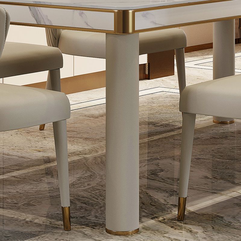 Luxury Sintered Stone Dining Table 4 Legs Base Scratch Resistant Rectangle Table for Home