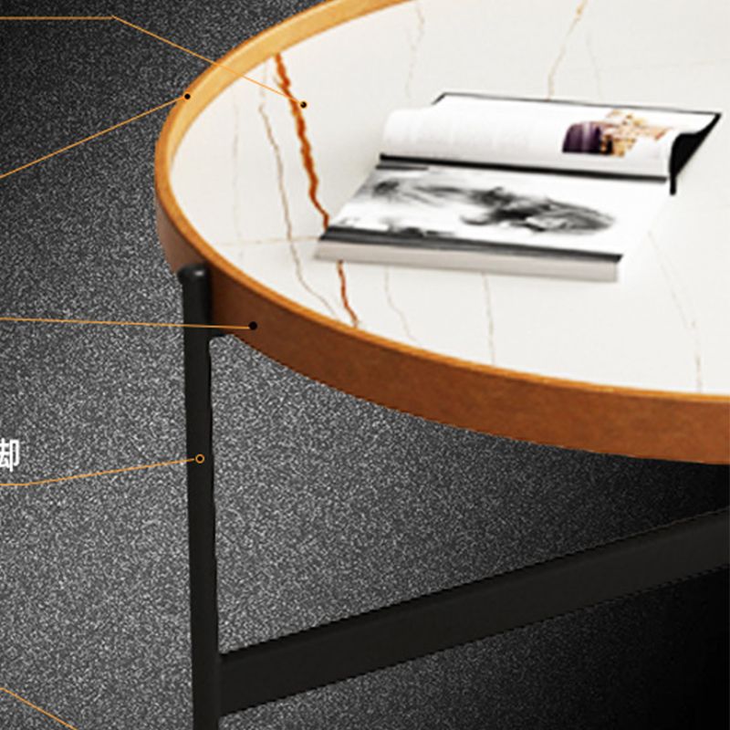 Modern Tray Top 3 Legs Coffee Table Slate and Steel Round Table