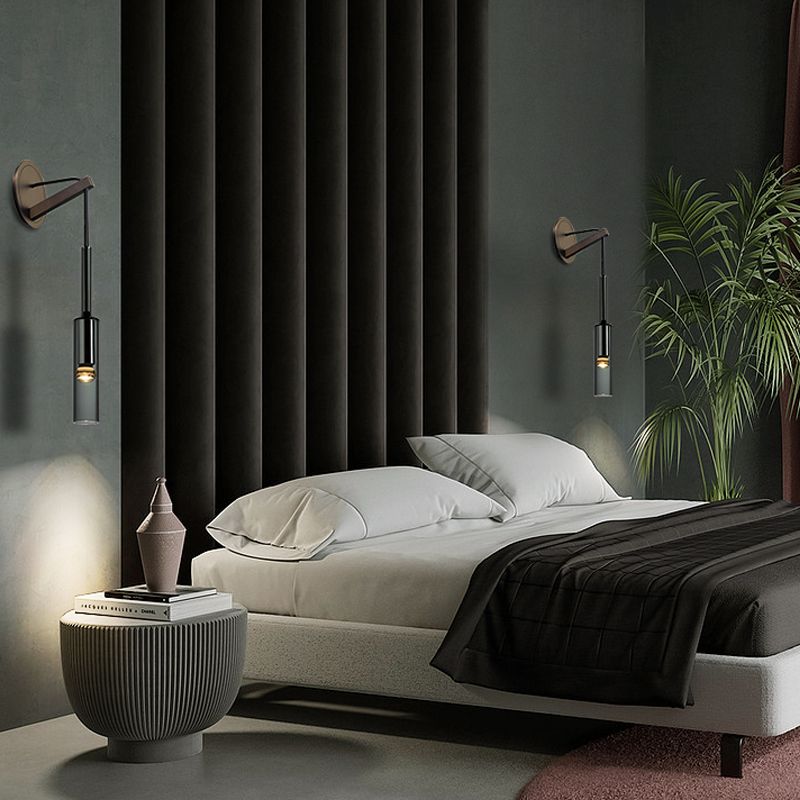 Halbzylinderform Wandleuchte moderne 1-Licht-Kristallwandmontage Leuchte in Schwarz