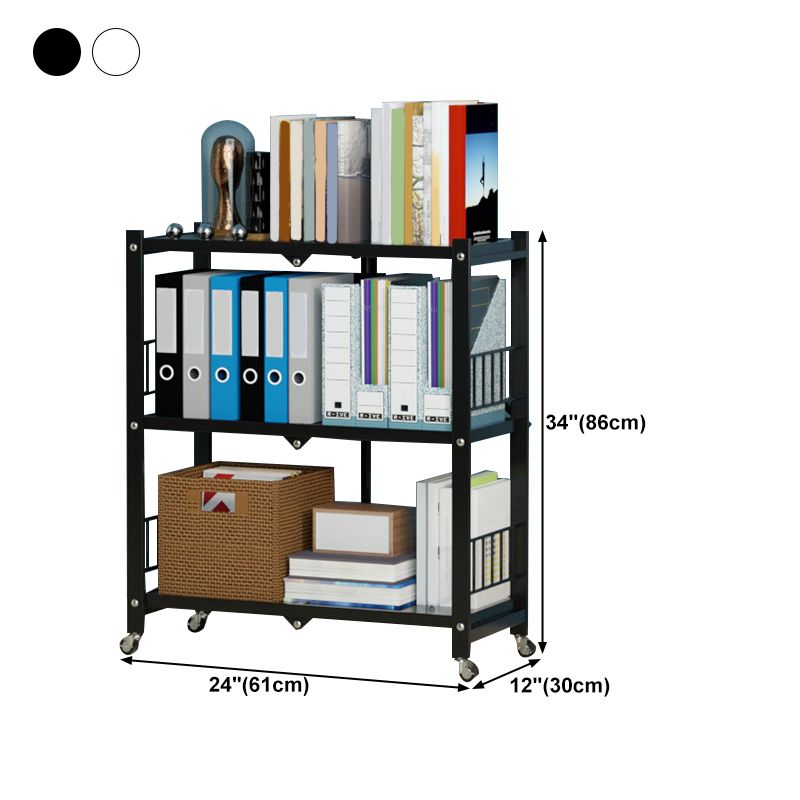 Metal Floating Bookcase Contemporary Style Open Back Bookshelf with Wheels