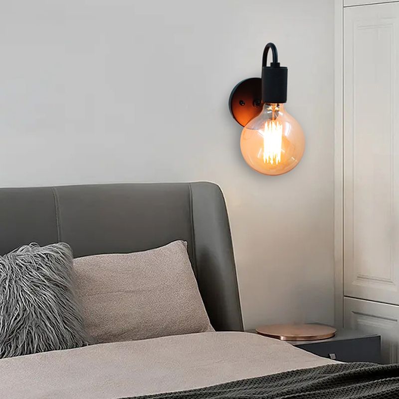 1 Light Wall Mount Light Fixture Industrial Wall Mounted Lighting in Black Fixture