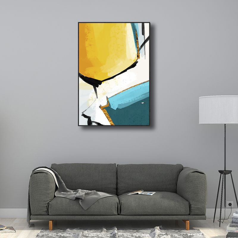 Abstract Pattern Painting Yellow Canvas Wall Art Textured, Multiple Sizes Available
