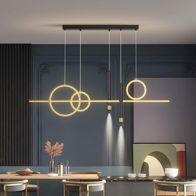 Modern Linear Island Chandelier Lights Metal Pendant Light Kit