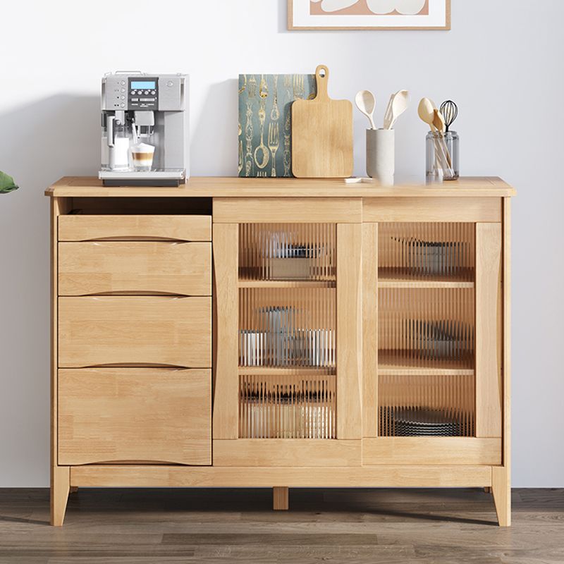 Modern Style Buffet Table Solid Wood 31.7-inch Side Board with Cabinets