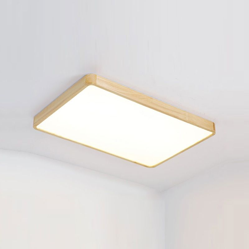 Plafonnier LED encastré en bois, luminaire de plafond simple pour chambre à coucher