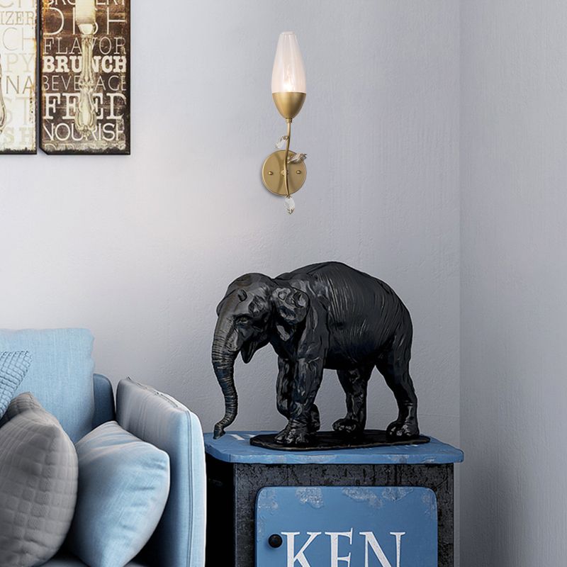 1/2-Bulb-Mini-Wandbeleuchtung moderne Metallic Leuchtenlicht mit Kristallblatt-Design im Gold Finish für Schlafzimmer