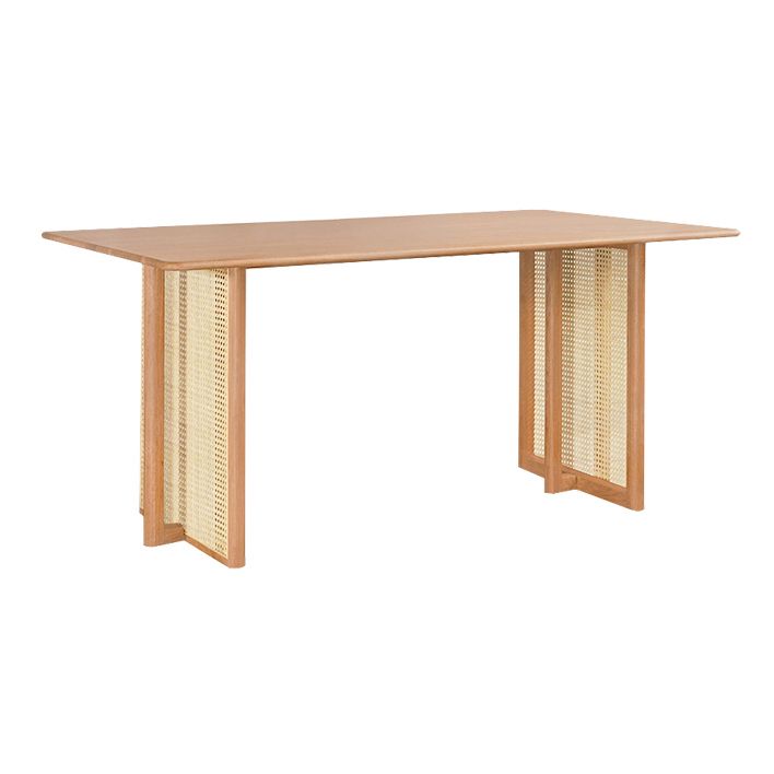 Eigentijdse kaki rechthoekige eettafel massief houten standaard eettafel voor keuken