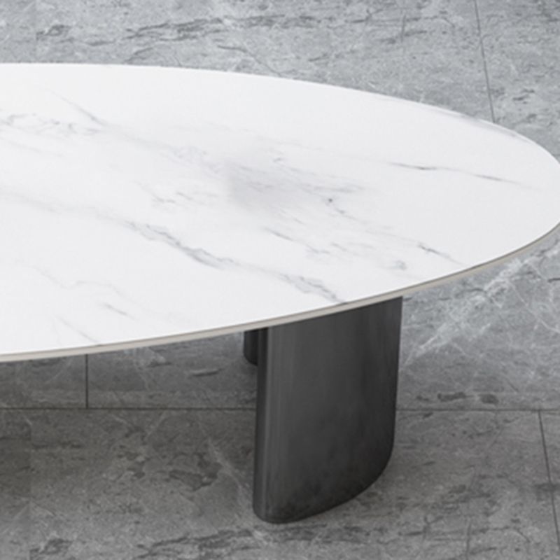 15"H Glam Coffee Table Slate Single White Coffee Cocktail Table