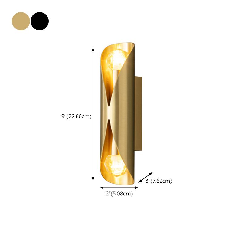 Solid Brass Wall Light Post Modern Tube Shape Wall Mounted Sconce with 2 Lights