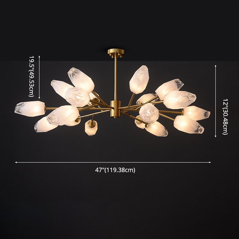 Frosted Glass Gem Pendant Lighting Postmodern Gold Finish Chandelier for Living Room