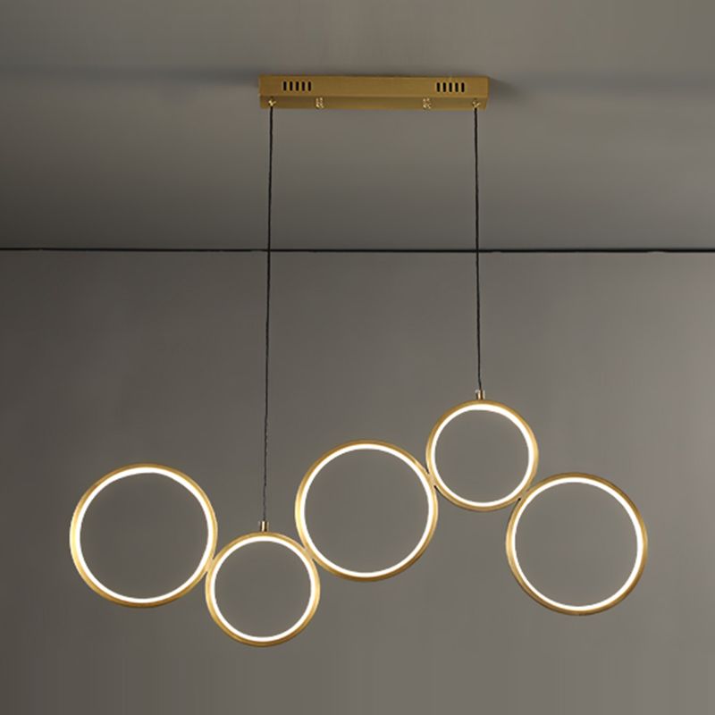 Circle Shape Island Lights Modern Style Metal 5-Light Island Lighting