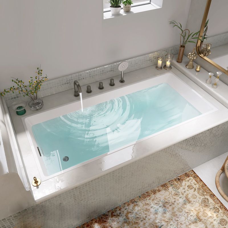 Modern Acrylic Rectangle Embedded with Drain Bath Tub and Overflow Hole