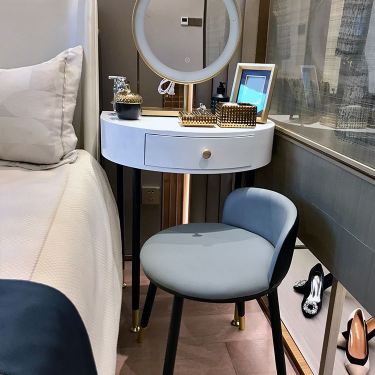 Modern Semicircle Slate Top Table Makeup Vanity with Drawers