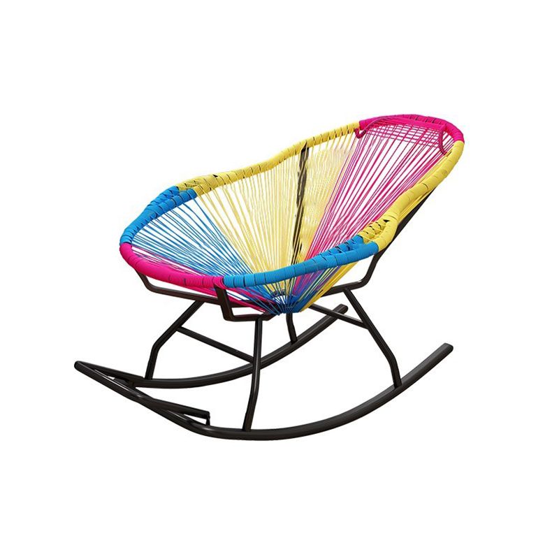 Contemporary Rocking Chair Woven Rope Rattan Rocking Chair in Living Room