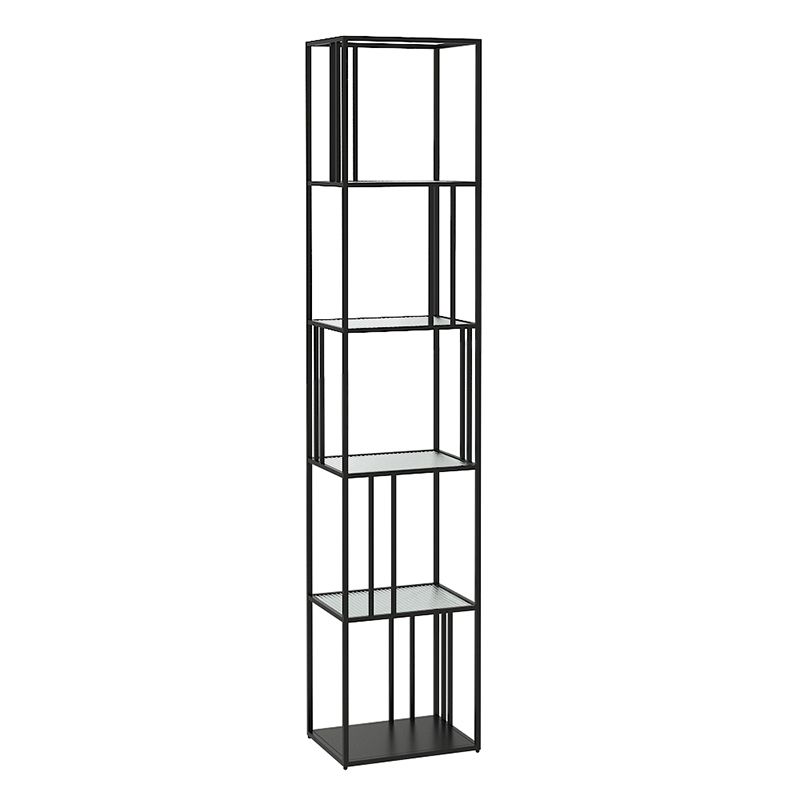 4-Shelf Modern Open Etagere Bookshelf with Iron Frame Glass Shelf