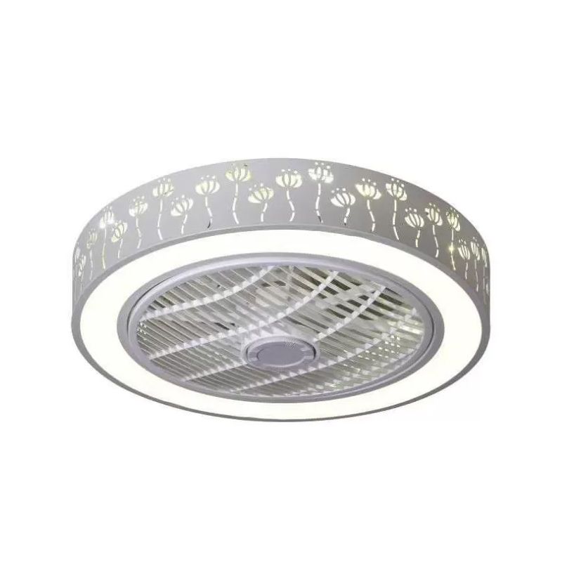 Drum Laser-geschnittene Acryl-Deckenlüfterlampe Einfache 20,5-Zoll-LED-Halbmontage-Beleuchtung