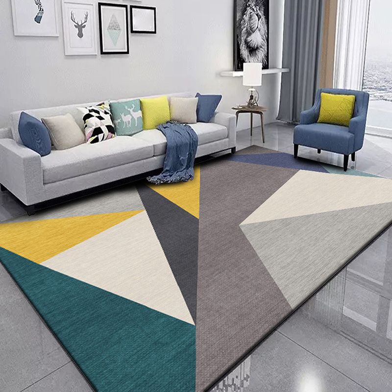 Funky Triangle Design Indoor-Teppich, mehrfarbig, moderner rechteckiger Teppich, Polyester-Teppich mit rutschfester Rückseite für die Inneneinrichtung
