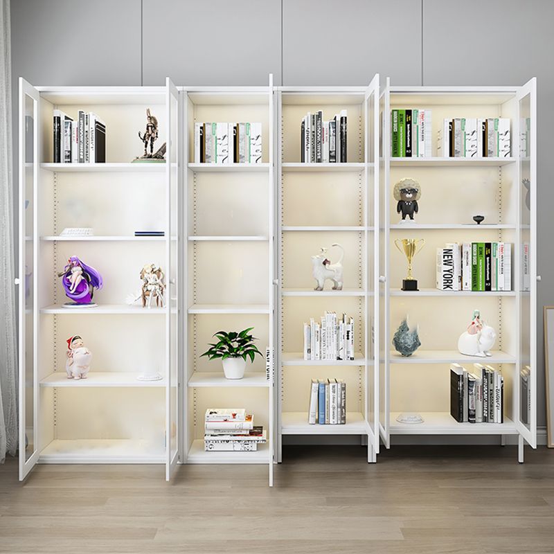 Scandinavian Metal Bookshelf Closed Back Standard Bookcase with Cabinets