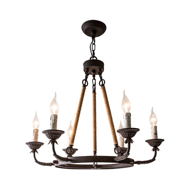 6/8/12 Lights Wagon Wheel Chandelier Lighting Classic Rust Metal Pendant Light Fixture for Dining Room