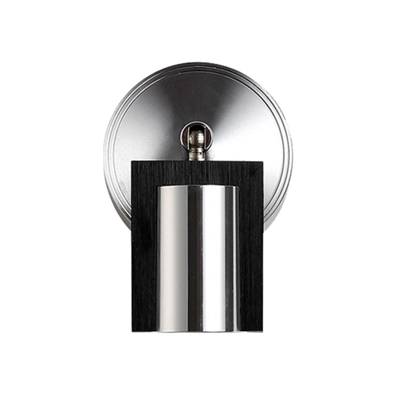 1 Light Bedroom Wall Sconce with Cylinder Metal Shade Black Wall Mount Light in Warm/White Lighting