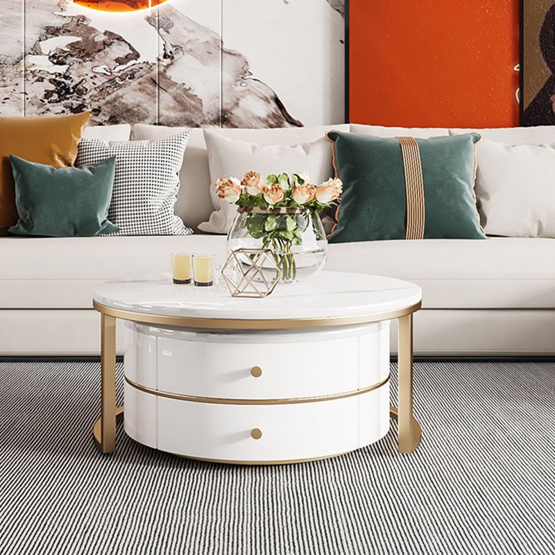 Modern Coffee Table Frame 2 Piece Nesting Tables with Golden Legs