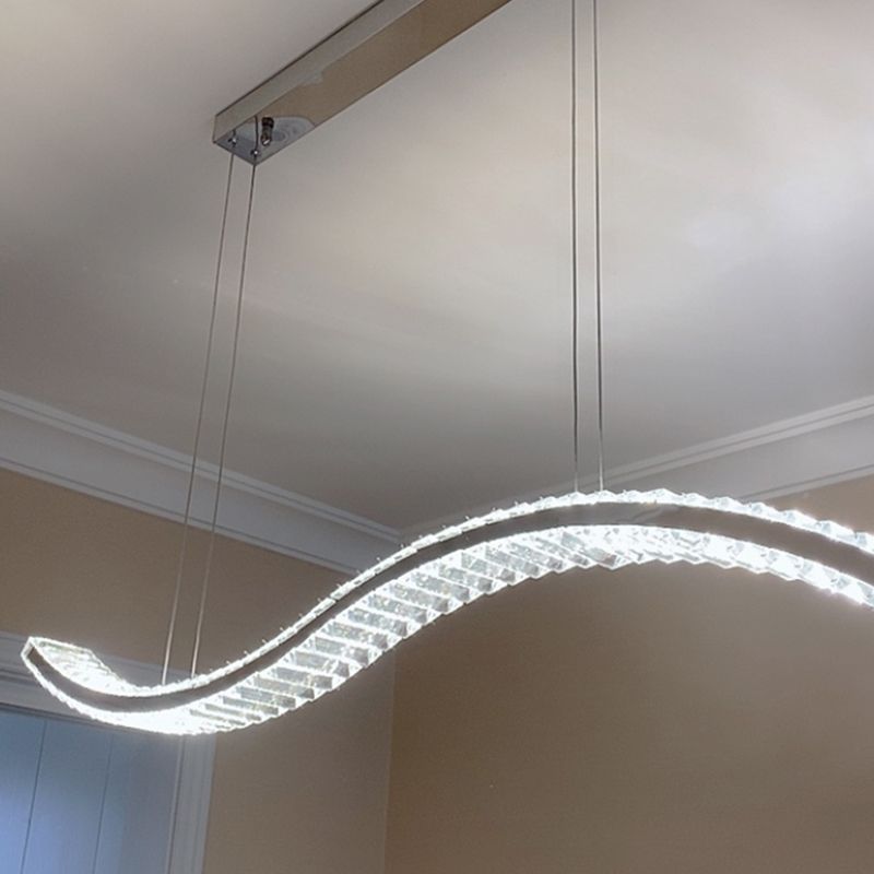 1 Light Waves Island Lamp Contemporary Simplicity Crystal Wrapped Island Pendant